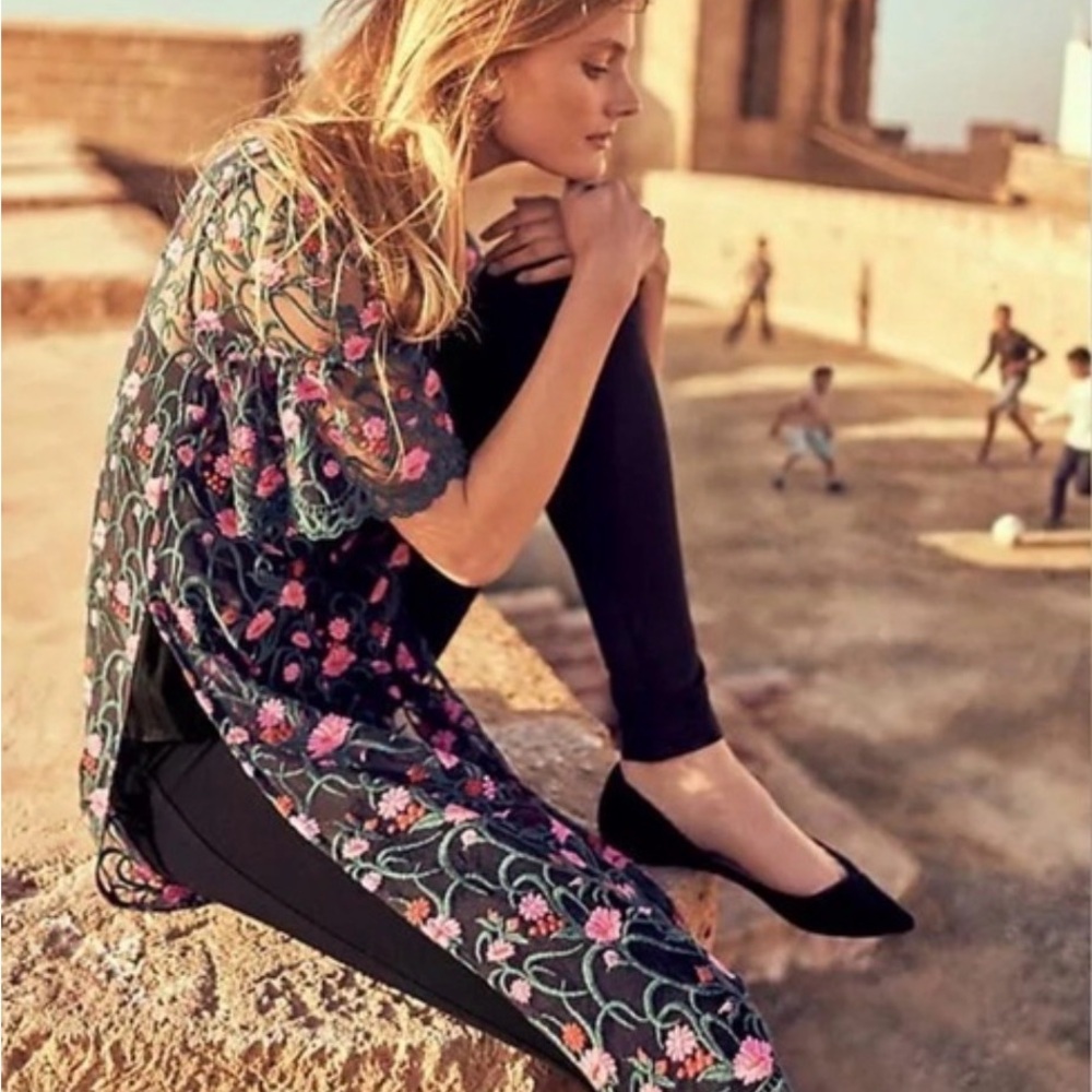 Moulinette Soeurs Pink and Black Floral Midi Tunic Dress